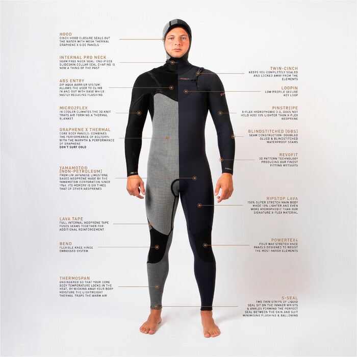 Gul Viper 6/5/4mm Blindstitched Yamamoto Hooded Men's Wetsuit