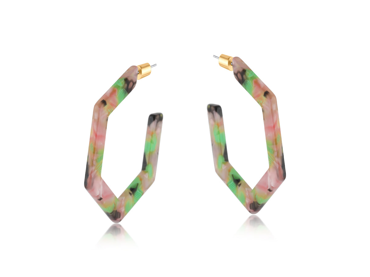 Big Metal London Llona Resin Hexagonal Earrings