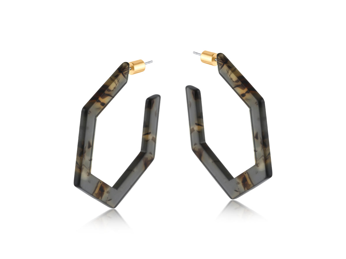 Big Metal London Llona Resin Hexagonal Earrings