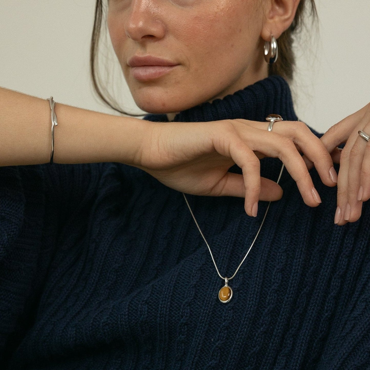 Lines & Current Tigers Eye Necklace