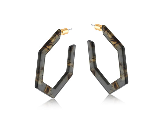 Big Metal London Llona Resin Hexagonal Earrings