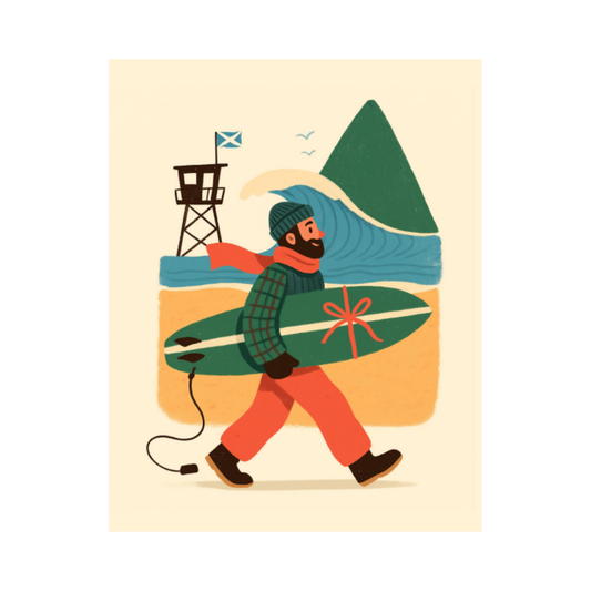 Jolly Surfer Christmas Card