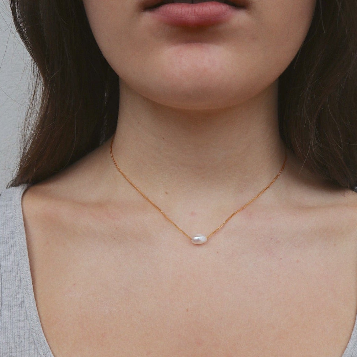 Lines & Current 'Emelia' Pearl Chain Necklace