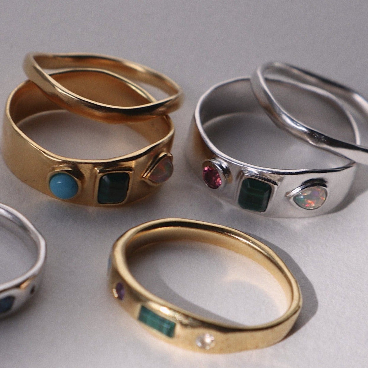 Lines & Current Rhythm Stacker Ring